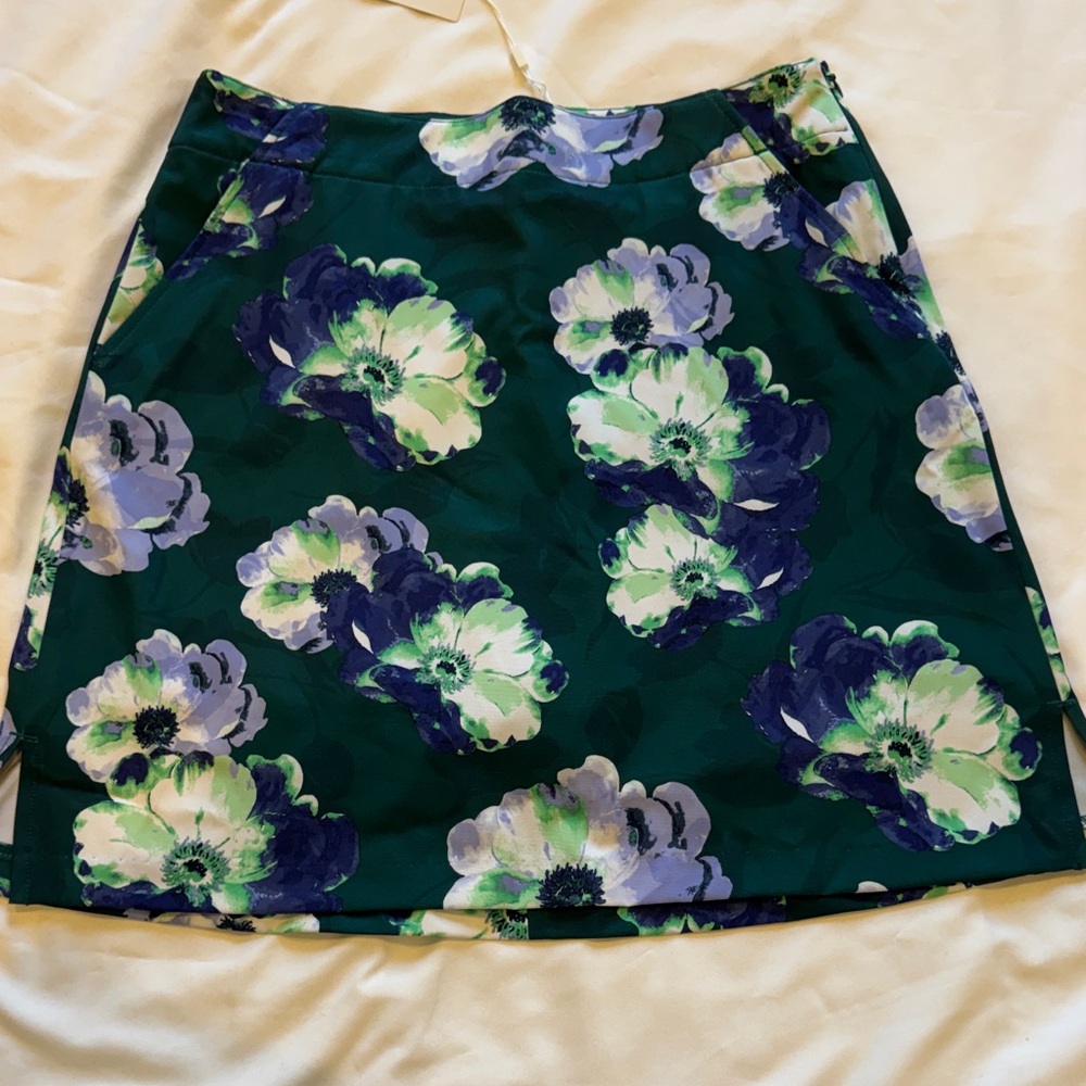 Lady Hagen Green and Blue Floral Mini Skirt